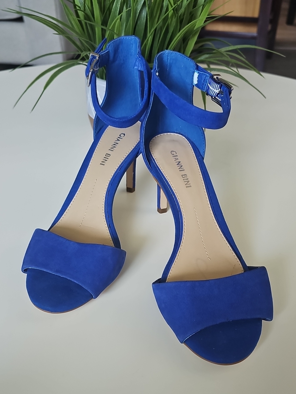 Gianni Bini Royal Blue Suede Ankle Strap Heels